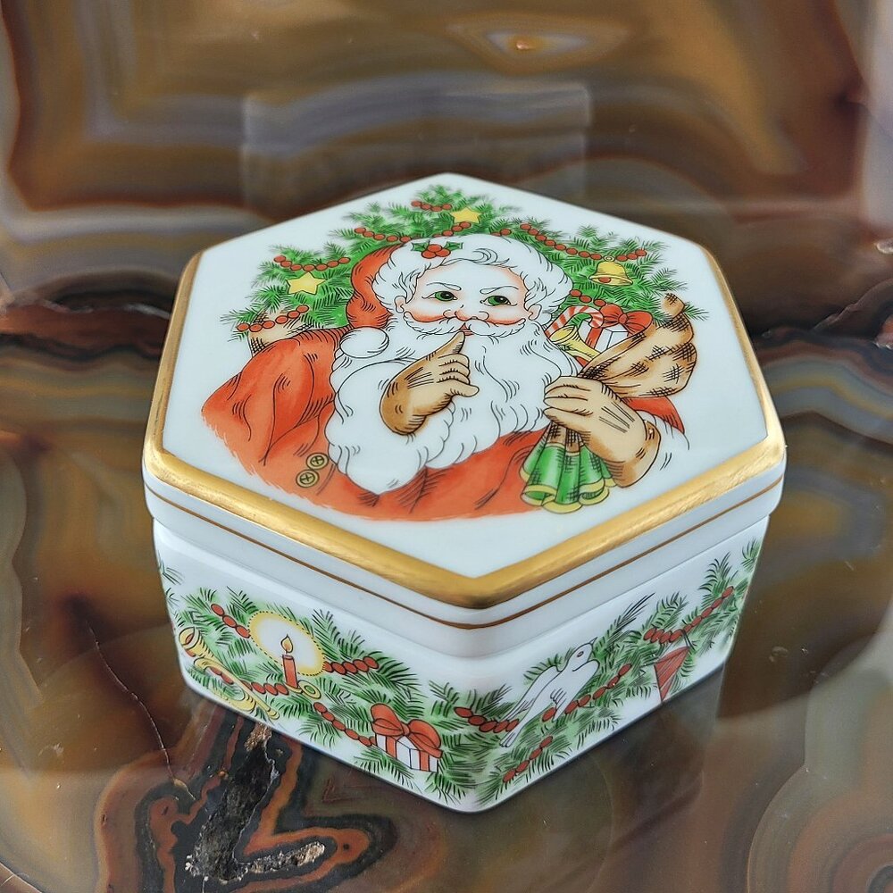 Rare Fitz And Floyd St Nicholas Jewelry Trinket Box